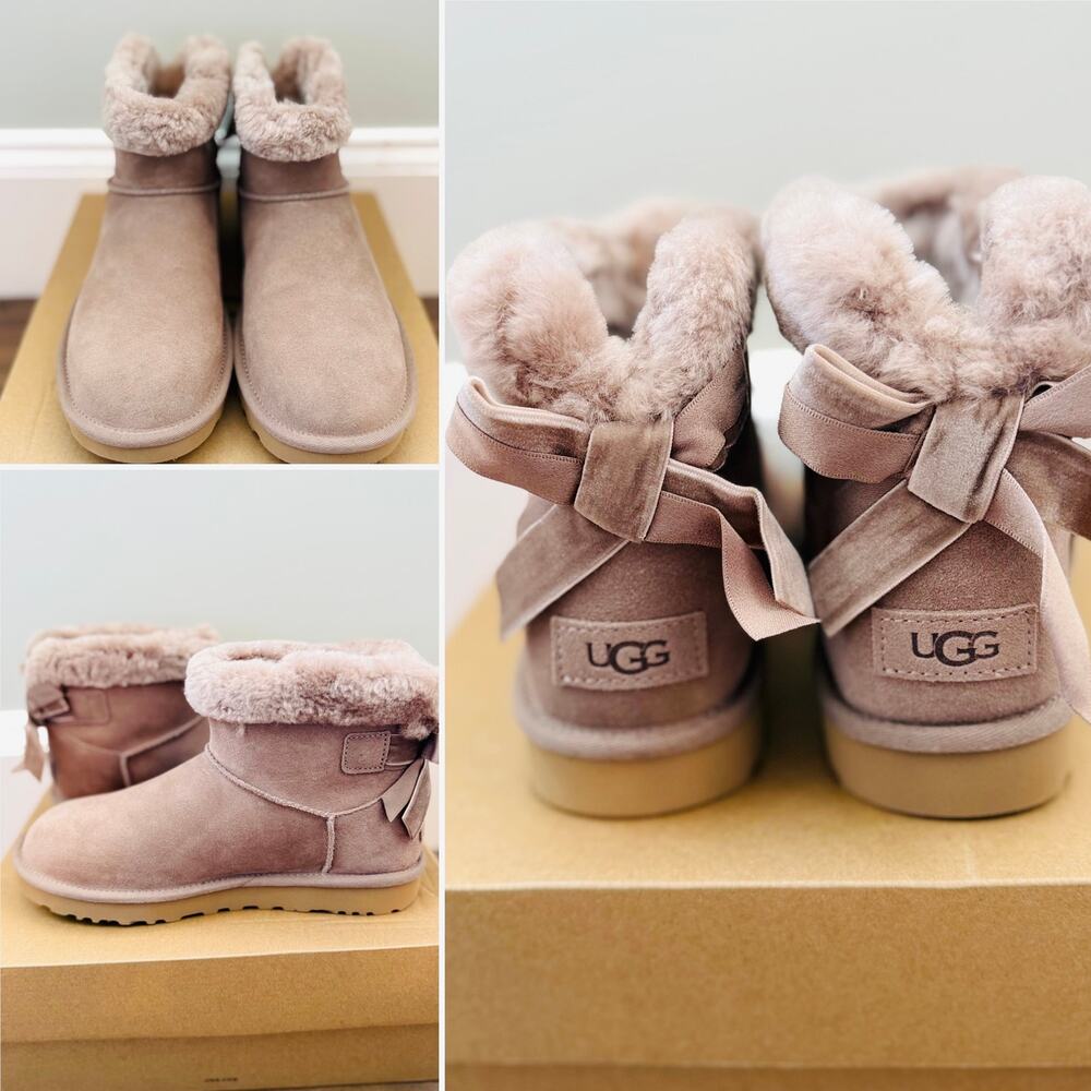 UGG Mini Bailey Mixed Bow Caribou Boots Women’s Size 8 NIB